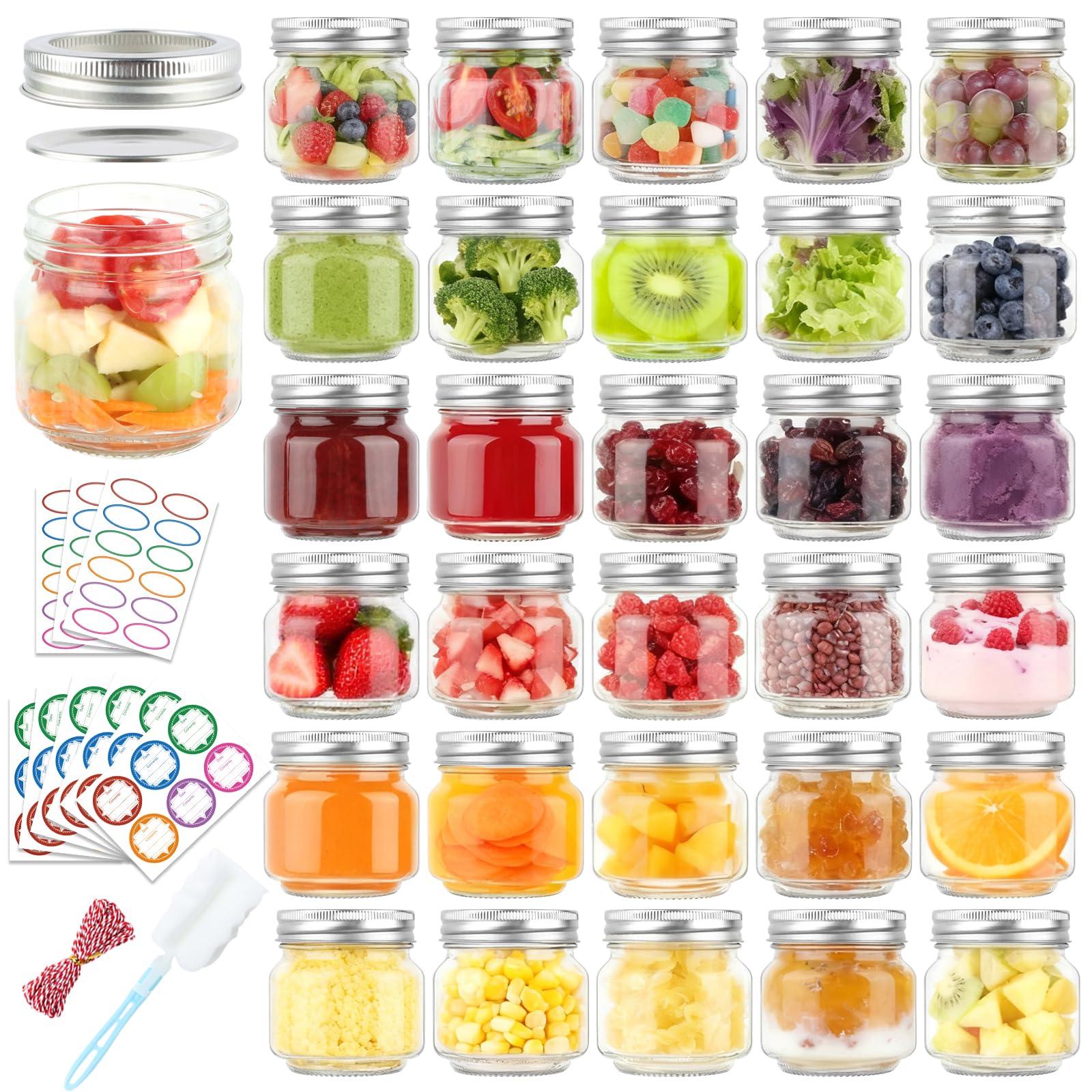 Comrzor 8oz mason jar with silver lid for BPA-free, reusable storage and clear visibility.