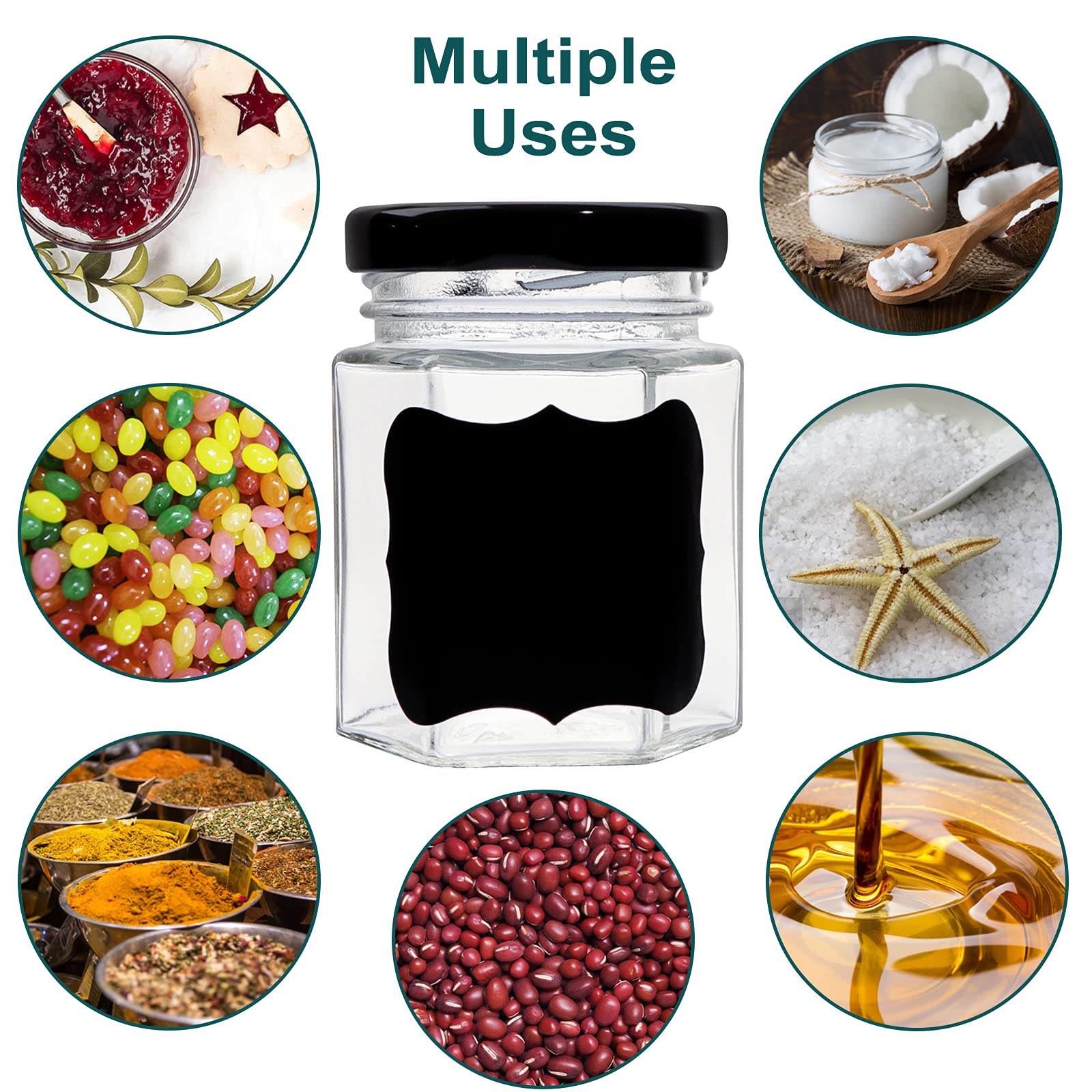 Comrzor hexagon jar adds elegance for wedding or party favors.
