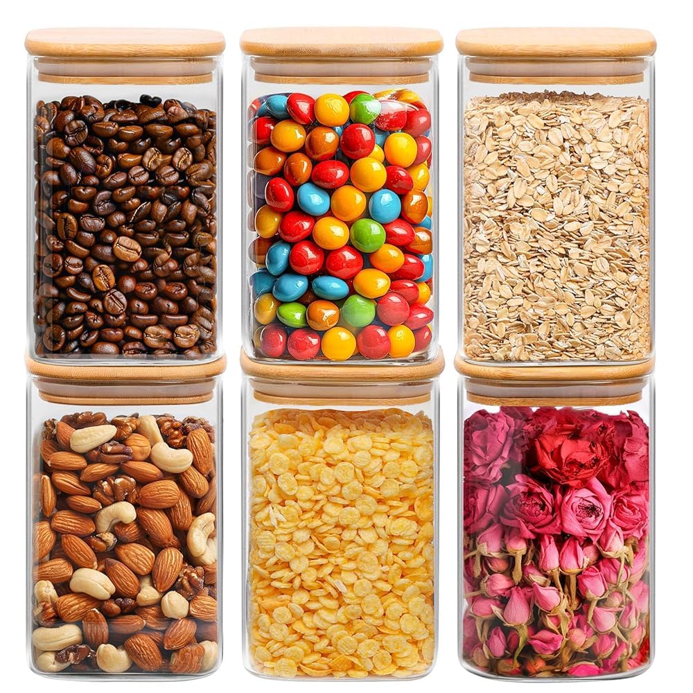 ComSaf 1.2 qt glass jars with lids for versatile pantry storage and organization