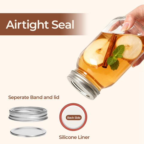 ComSaf 24 oz glass jar with seal enhances freshness and leftovers.