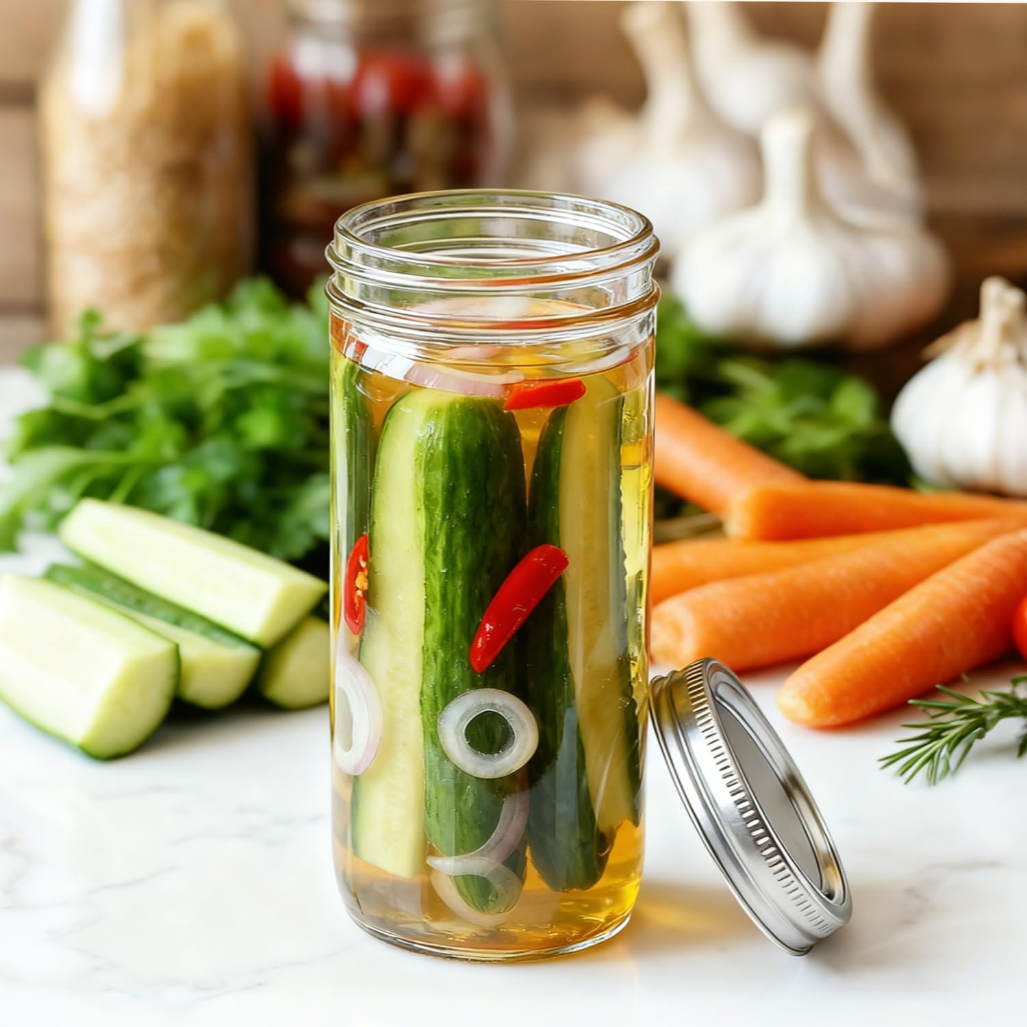 ComSaf 24oz jar for beverages like sun tea and smoothies.