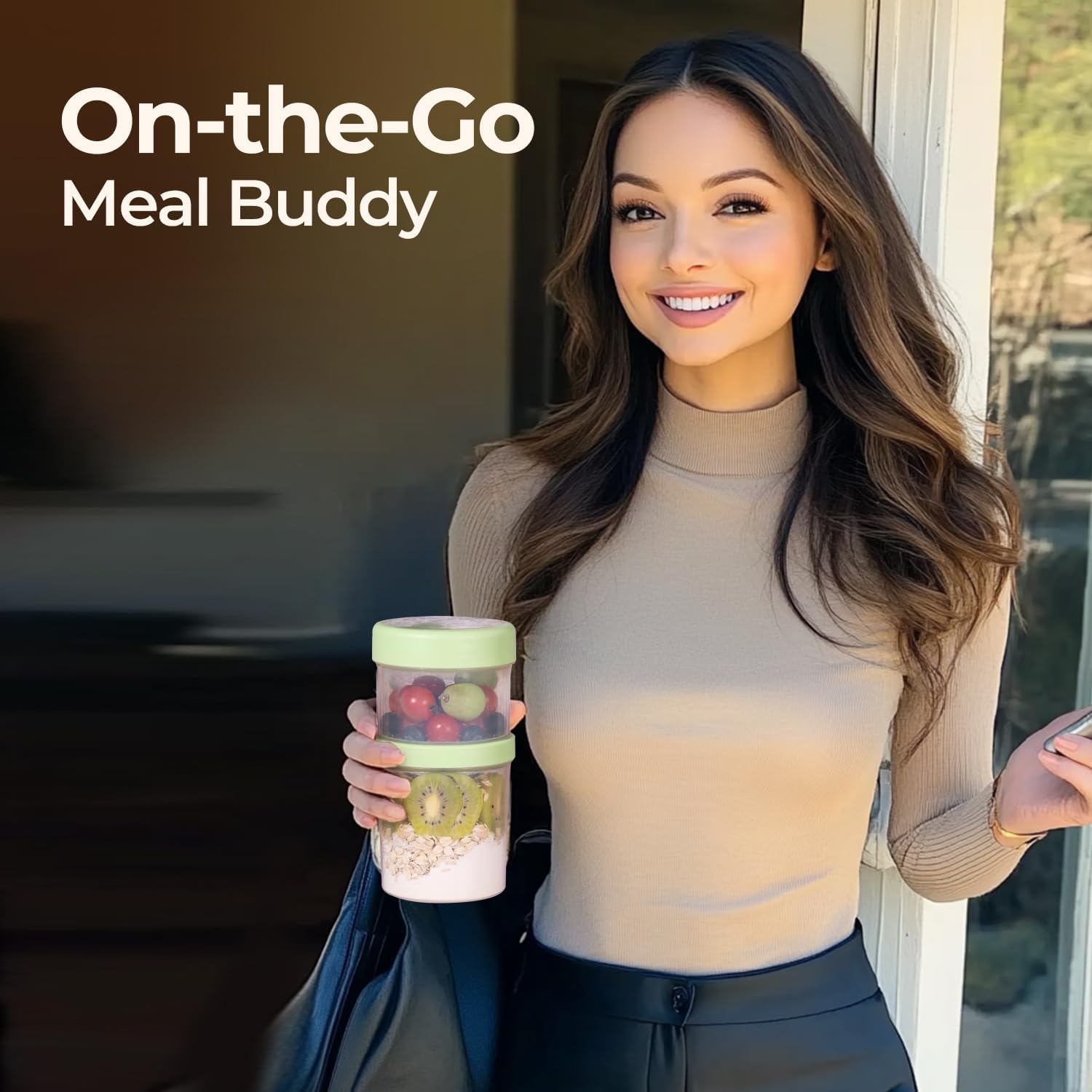 ComSaf 27oz chia pudding jar lid suitable for snacks throughout the day