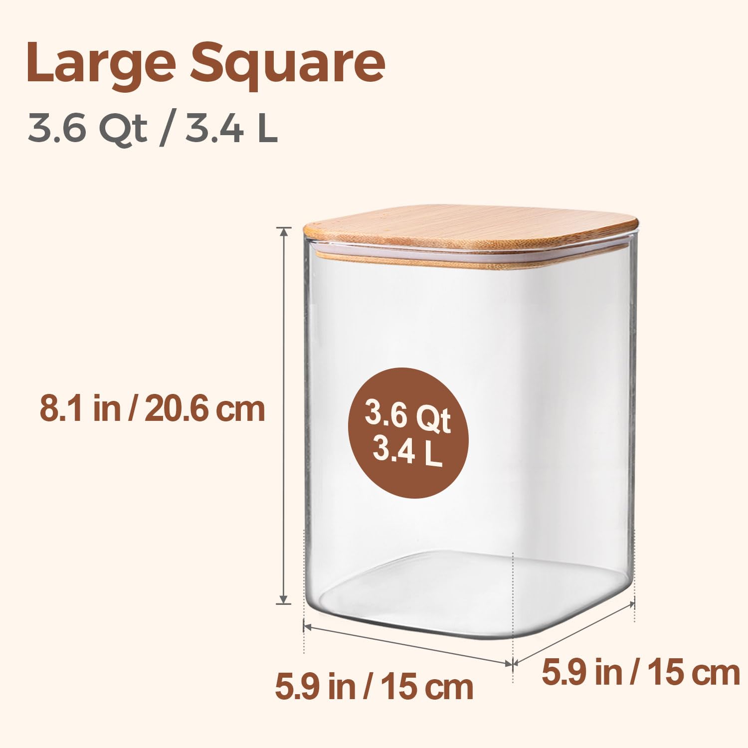 ComSaf glass storage jar with bamboo lid close-up showing tight seal.