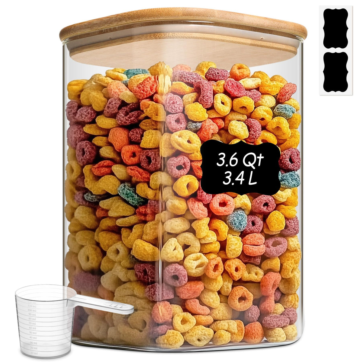 ComSaf 3.6 Qt glass storage jar front view for pantry organization.