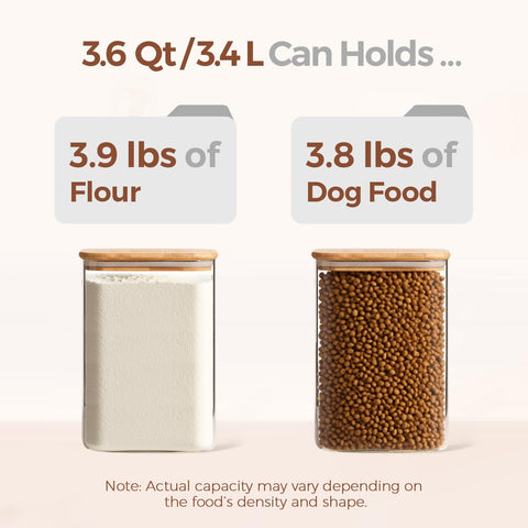 ComSaf 3.6 Qt glass jar wide mouth for easy scooping and filling.