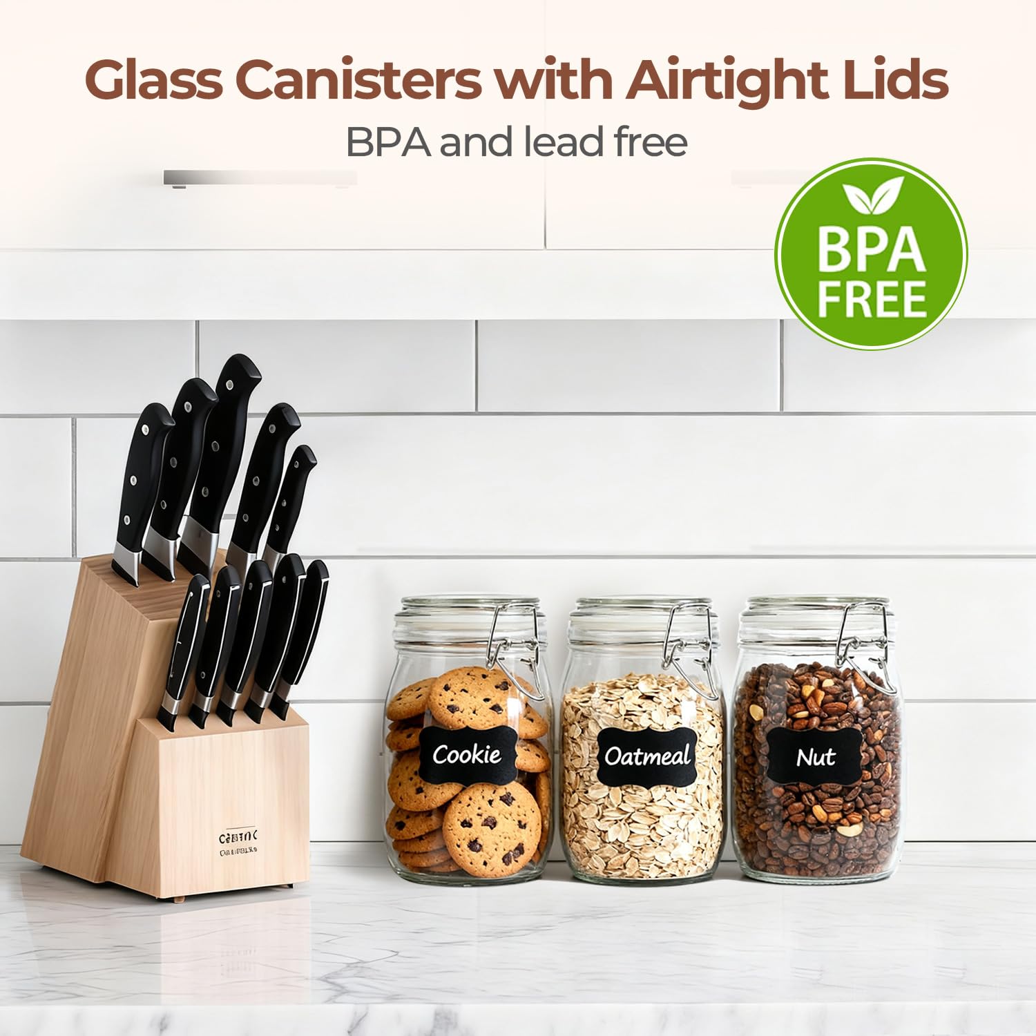 ComSaf 34-ounce capacity per jar for snacks and staples.