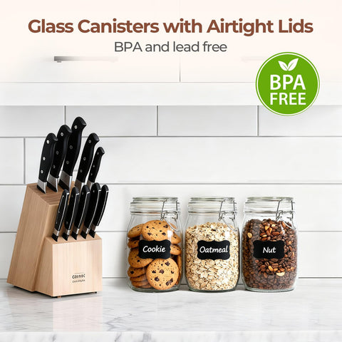 ComSaf 34-ounce capacity per jar for snacks and staples.