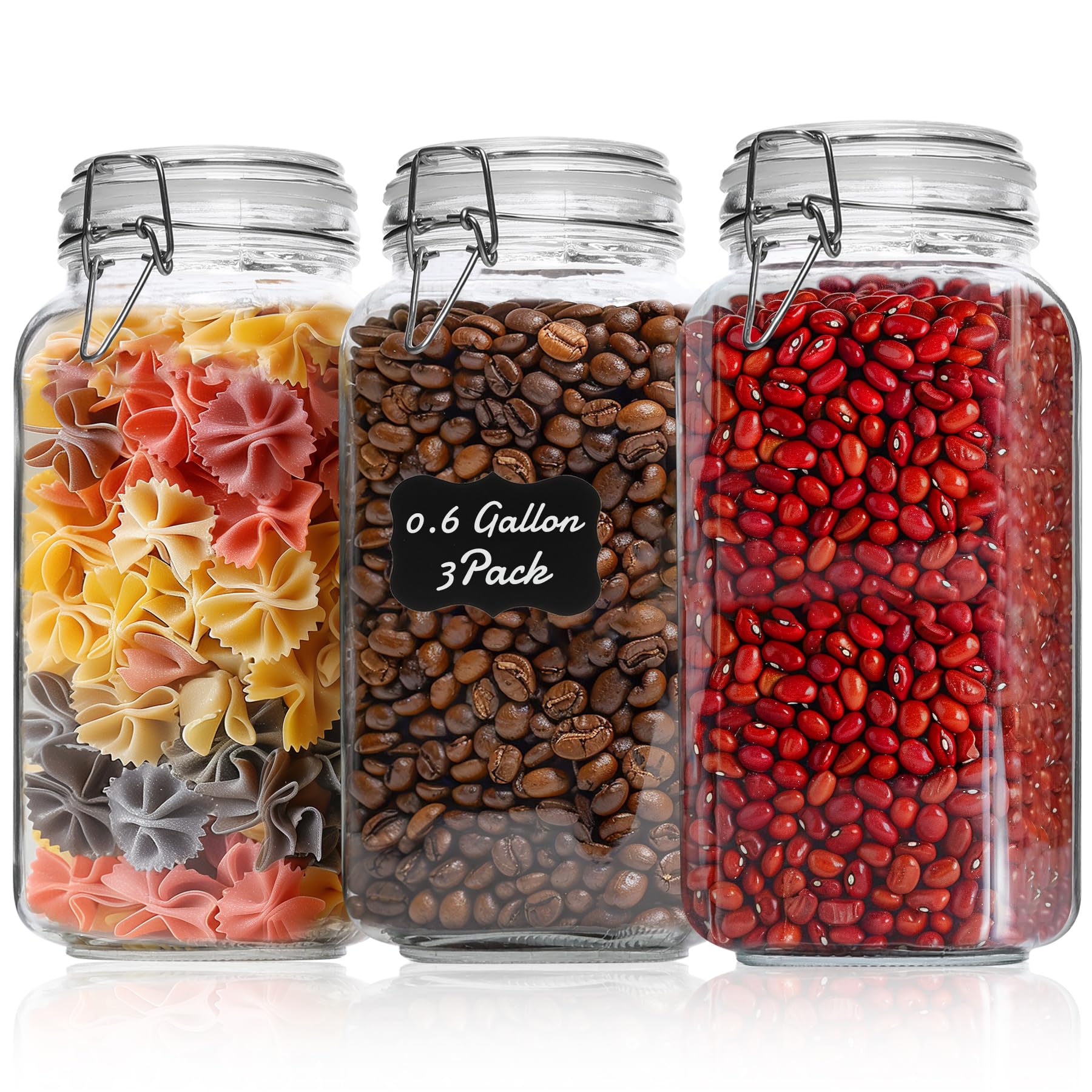 ComSaf airtight glass jar with lid closeup seals freshness for pantry storage.