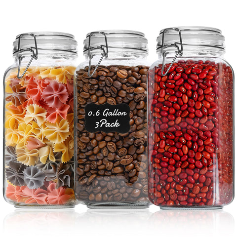 ComSaf airtight glass jar with lid closeup seals freshness for pantry storage.