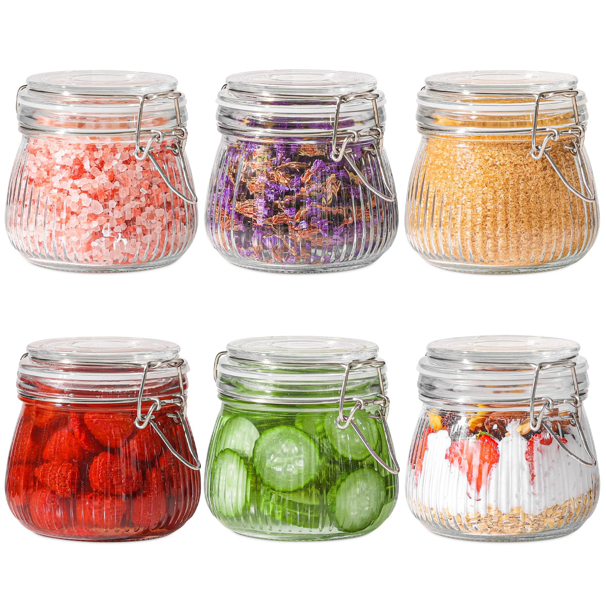 ComSaf 17oz airtight glass jar front view for pantry storage