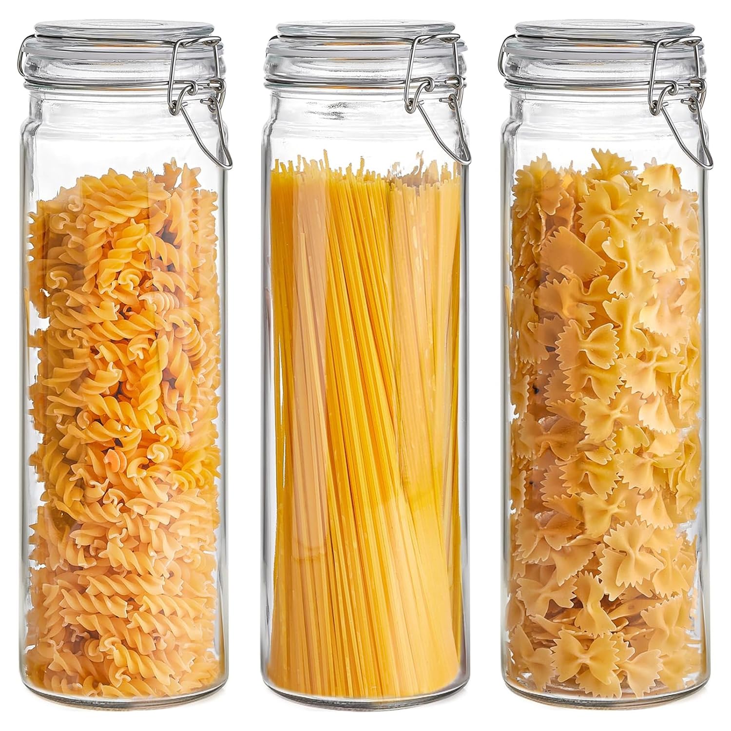 ComSaf airtight glass jar setup with lids keeps dry ingredients fresh and organized.