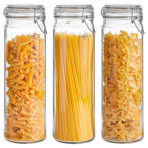 ComSaf airtight glass jar setup with lids keeps dry ingredients fresh and organized.