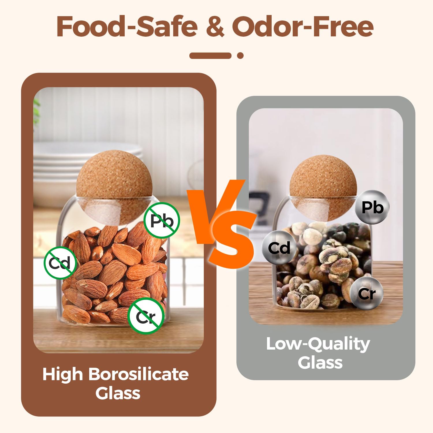 ComSaf kitchen-decor jar with ball cork lid enhances display while organizing treats