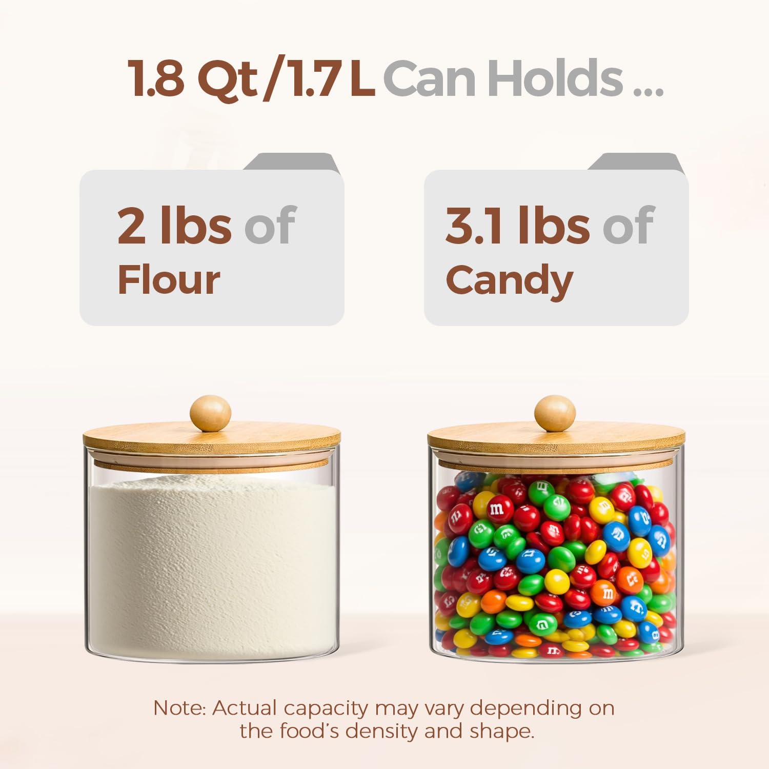 ComSaf borosilicate glass storage canisters sturdy pantry organizers.