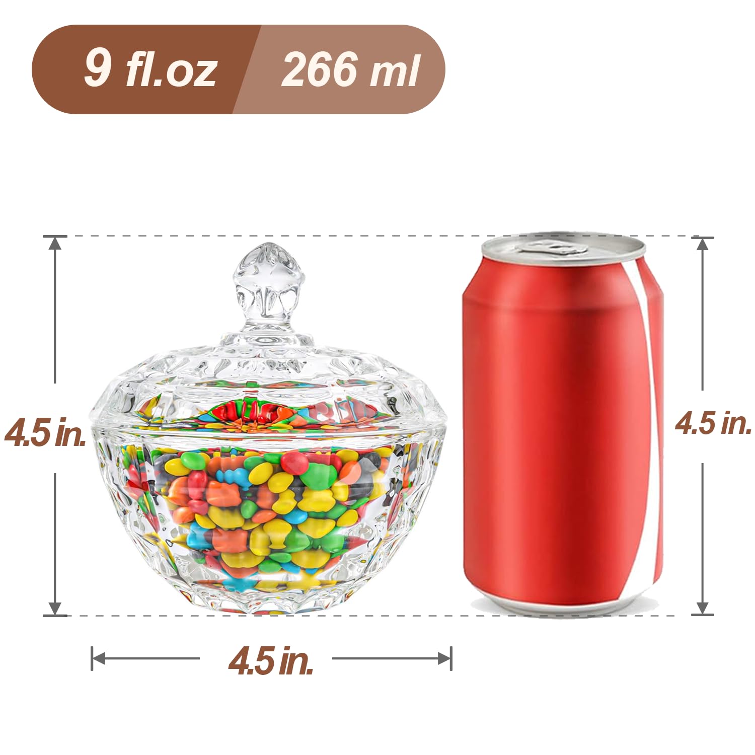 ComSaf glass dish fits candies, cookies, nuts, or small jewelry securely.