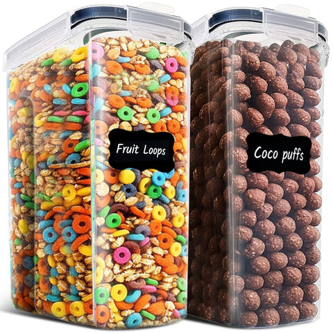 ComSaf cereal storage container front view with clear body for quick content checks