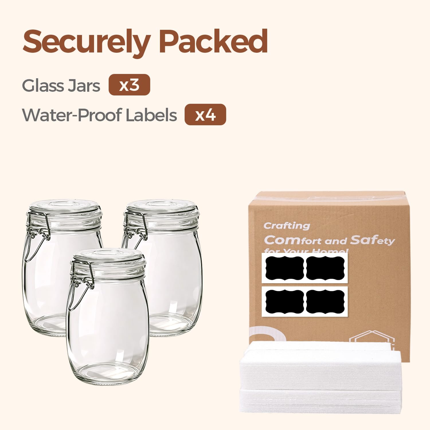 ComSaf clear glass design enhances kitchen organization and visibility.