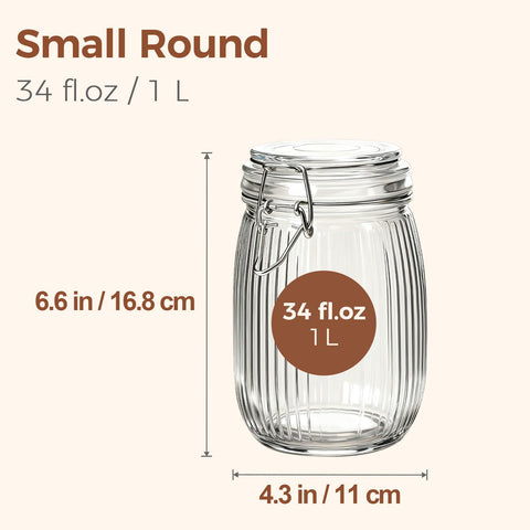 ComSaf clear glass canister highlights pantry contents for easy inventory.