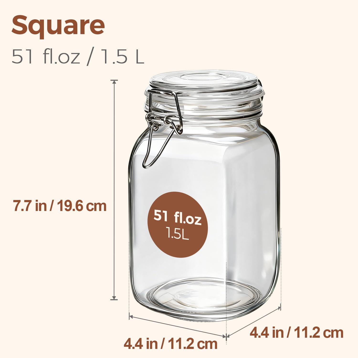 ComSaf clear glass canisters with see-through design for easy food level monitoring