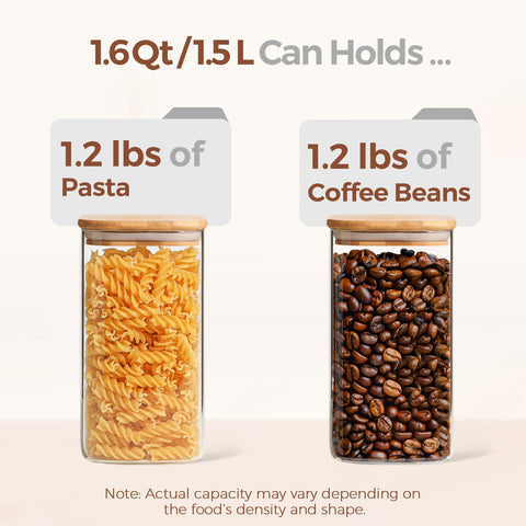 ComSaf clear pantry jar shows flour, rice, or beans and protects against moisture.