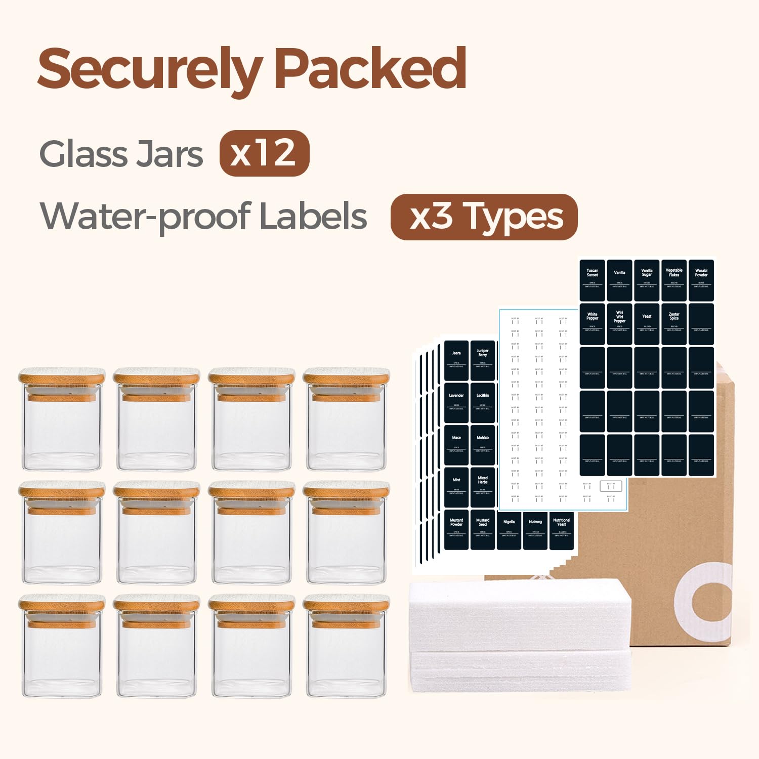 ComSaf durable glass spice jars offer reliable storage and easy access.