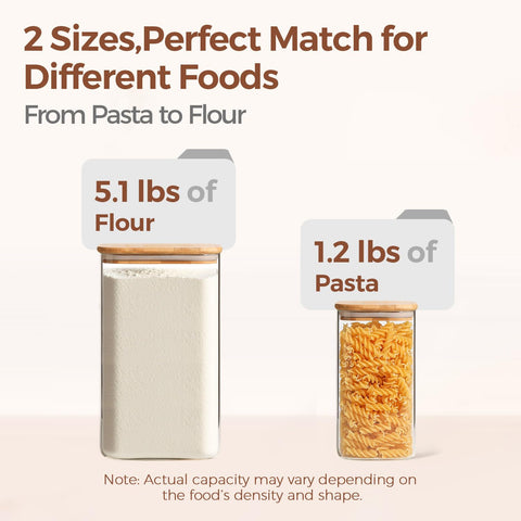 ComSaf glass jar for rice with bamboo lid showing clear view and easy scooping