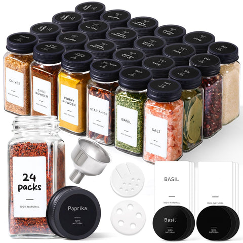 ComSaf glass spice jars with labels for easy pantry organization and quick cooking prep