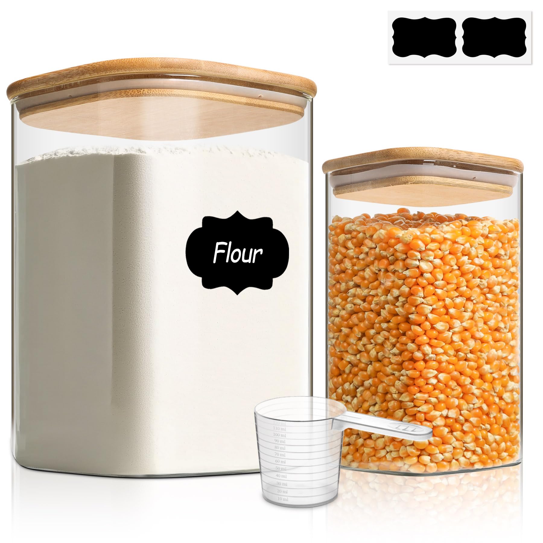 ComSaf large square glass jar with airtight lid for pantry organization.