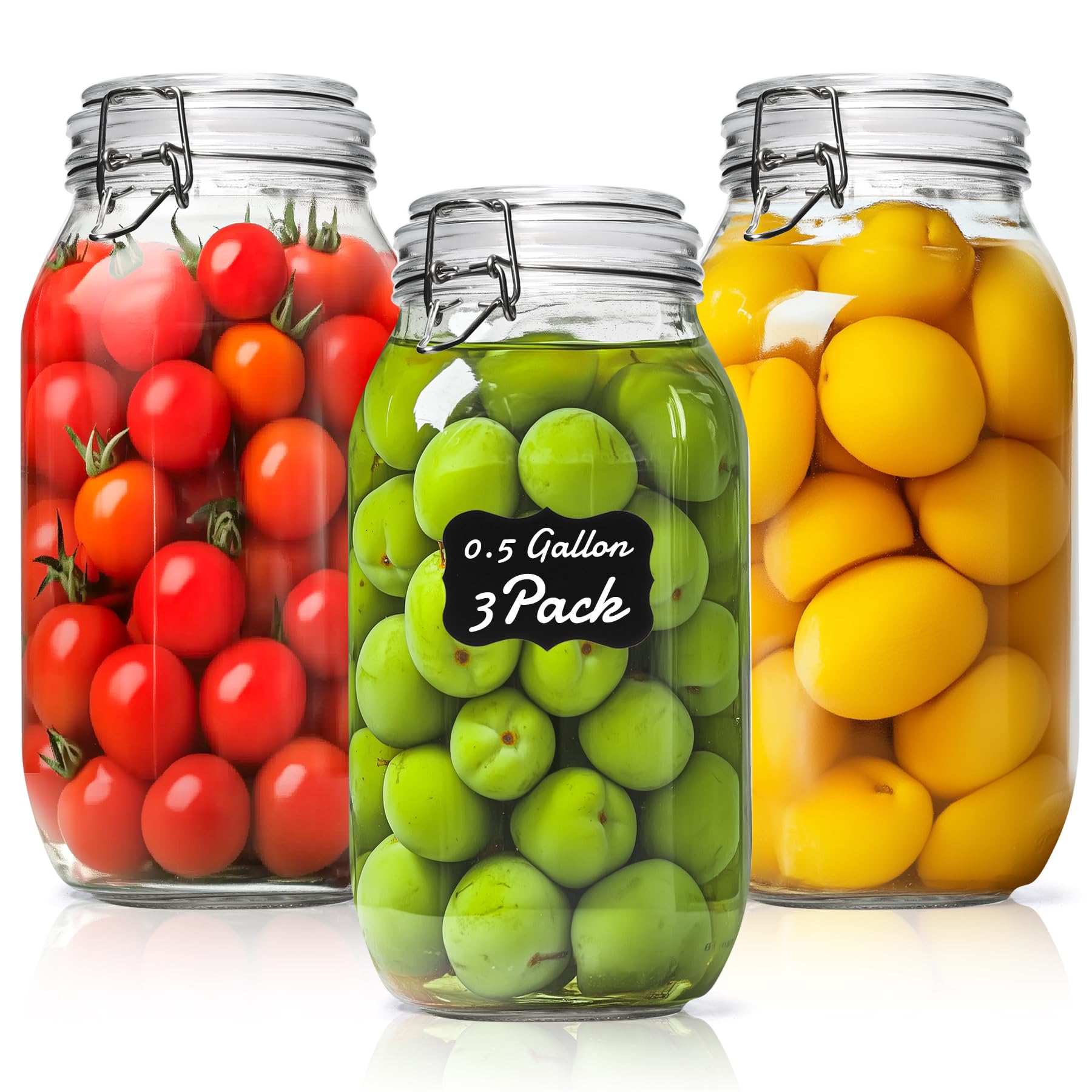 ComSaf half-gallon jar with airtight lid for liquids and sauces.
