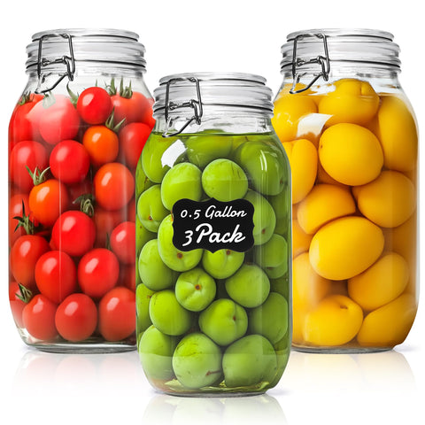 ComSaf half-gallon jar with airtight lid for liquids and sauces.