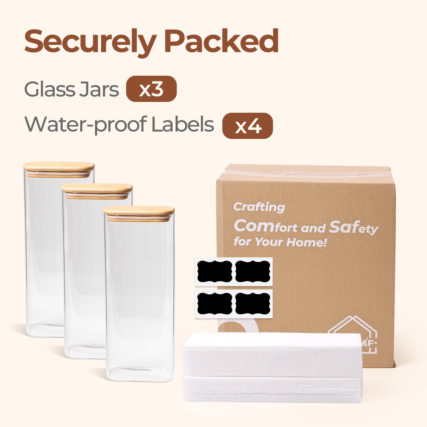 ComSaf bamboo-lid jars offer a refined look while keeping contents dry