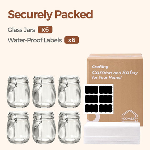 ComSaf kitchen jars help organize oats, coffee, pasta, and more.
