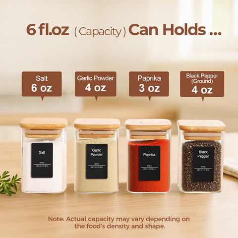 ComSaf square jars with airtight lids keep spices fresh and dust-free.
