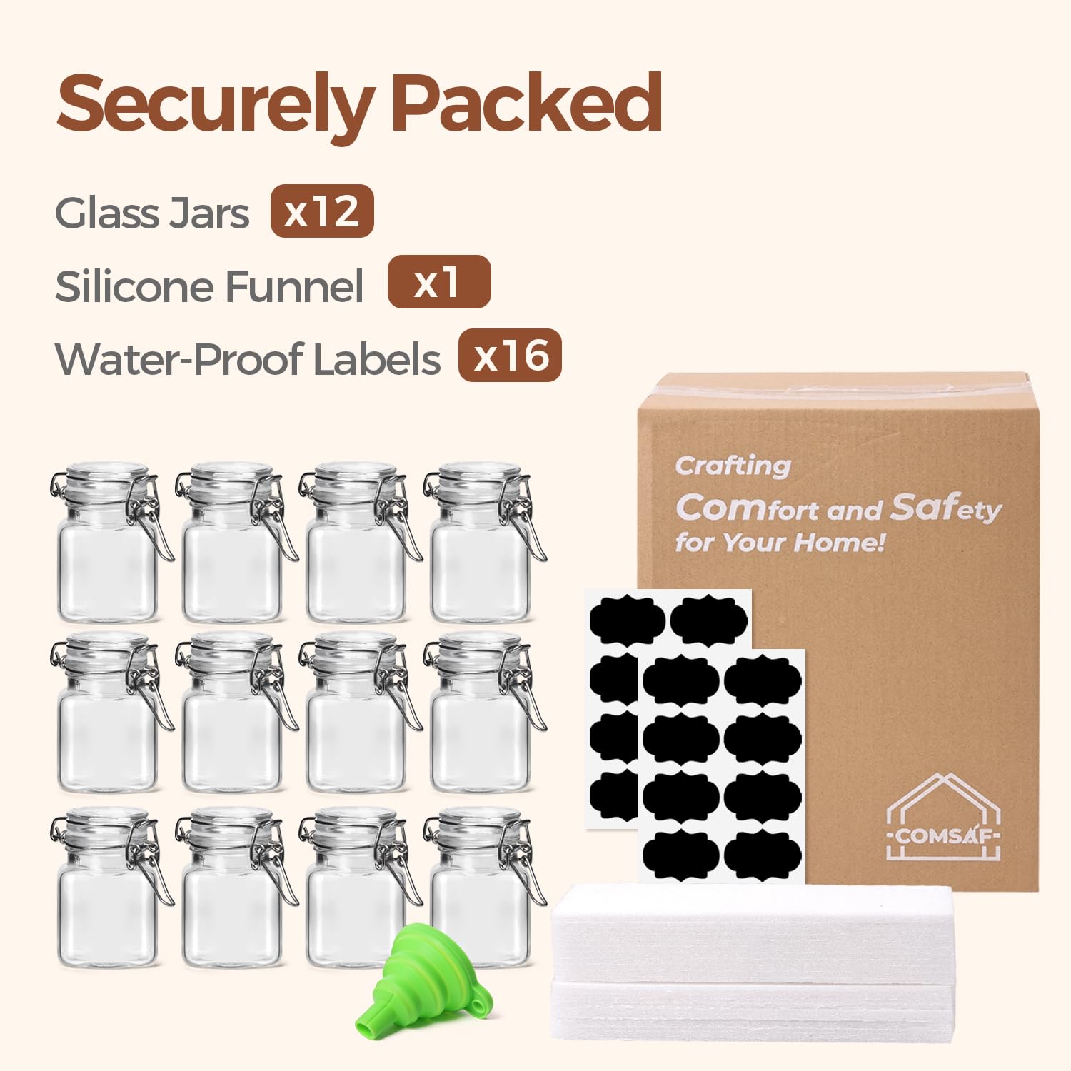 ComSaf leak-proof jars keep liquids secure during travel.
