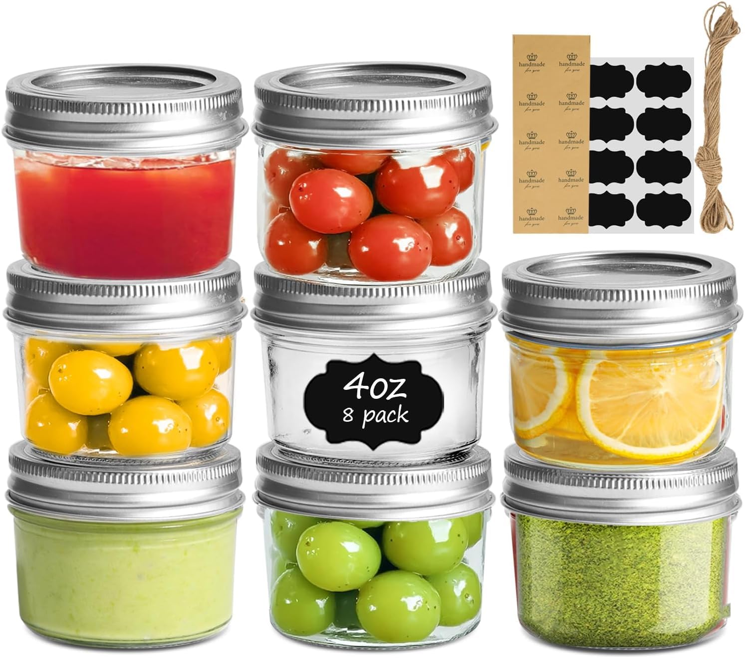 ComSaf mini mason jar 4oz with lids, ideal for preserves and on-the-go snacks.