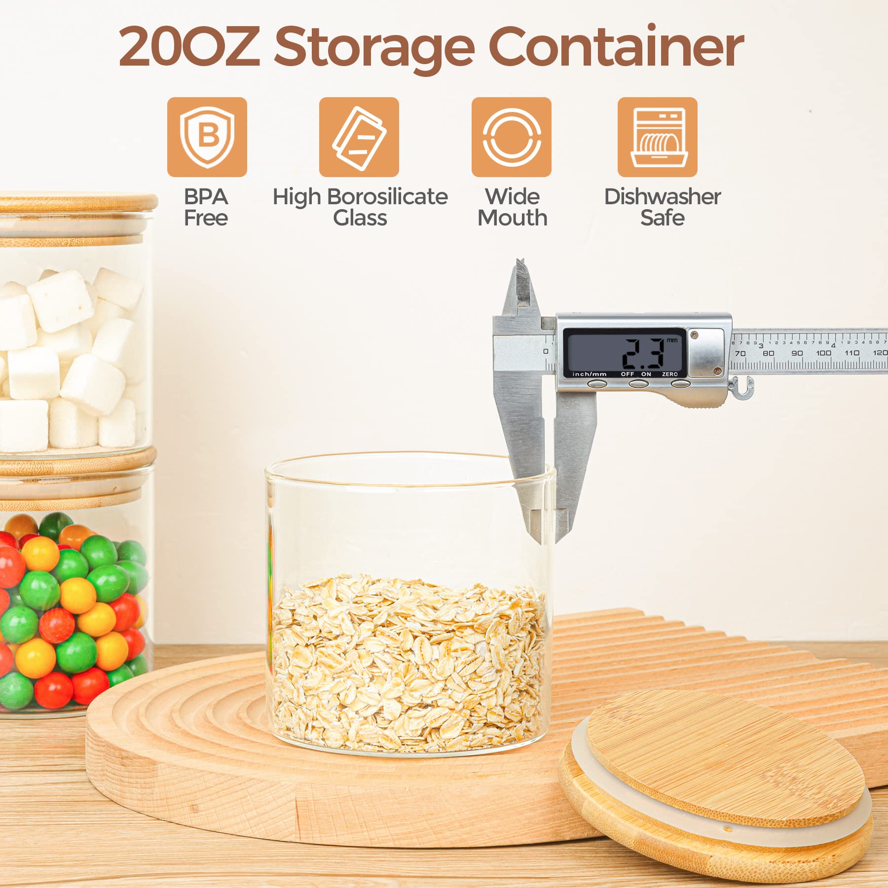 ComSaf versatile jars for sugar, tea, coffee, oats, and more.