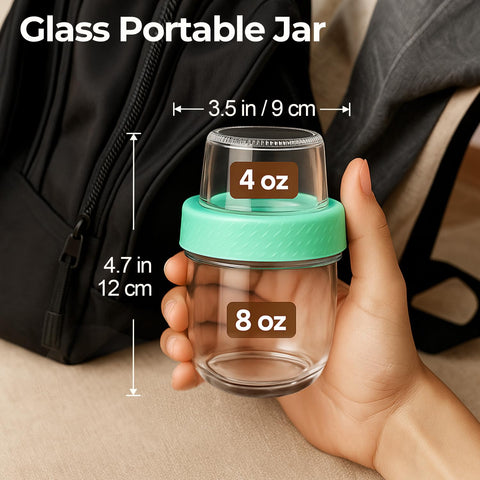 ComSaf 4oz dual-layer parfait jar ideal for single-serve snacks on the go.