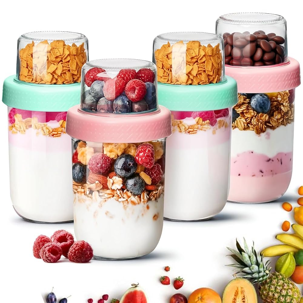 ComSaf overnight oats dual-layer top compartment keeps fresh ingredients.