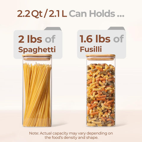 ComSaf rectangle glass jar for cereals and snacks with clear view to monitor levels