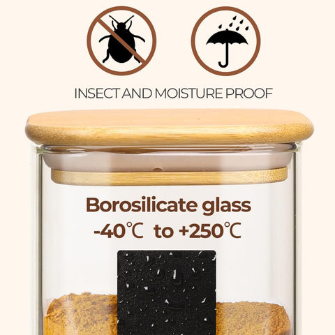ComSaf clear spice jars showcase ingredients with organized labeling.
