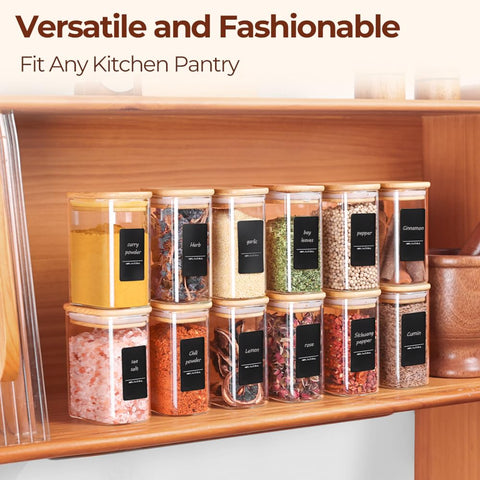 ComSaf glass spice jars on a rack showing neat, space-saving storage.