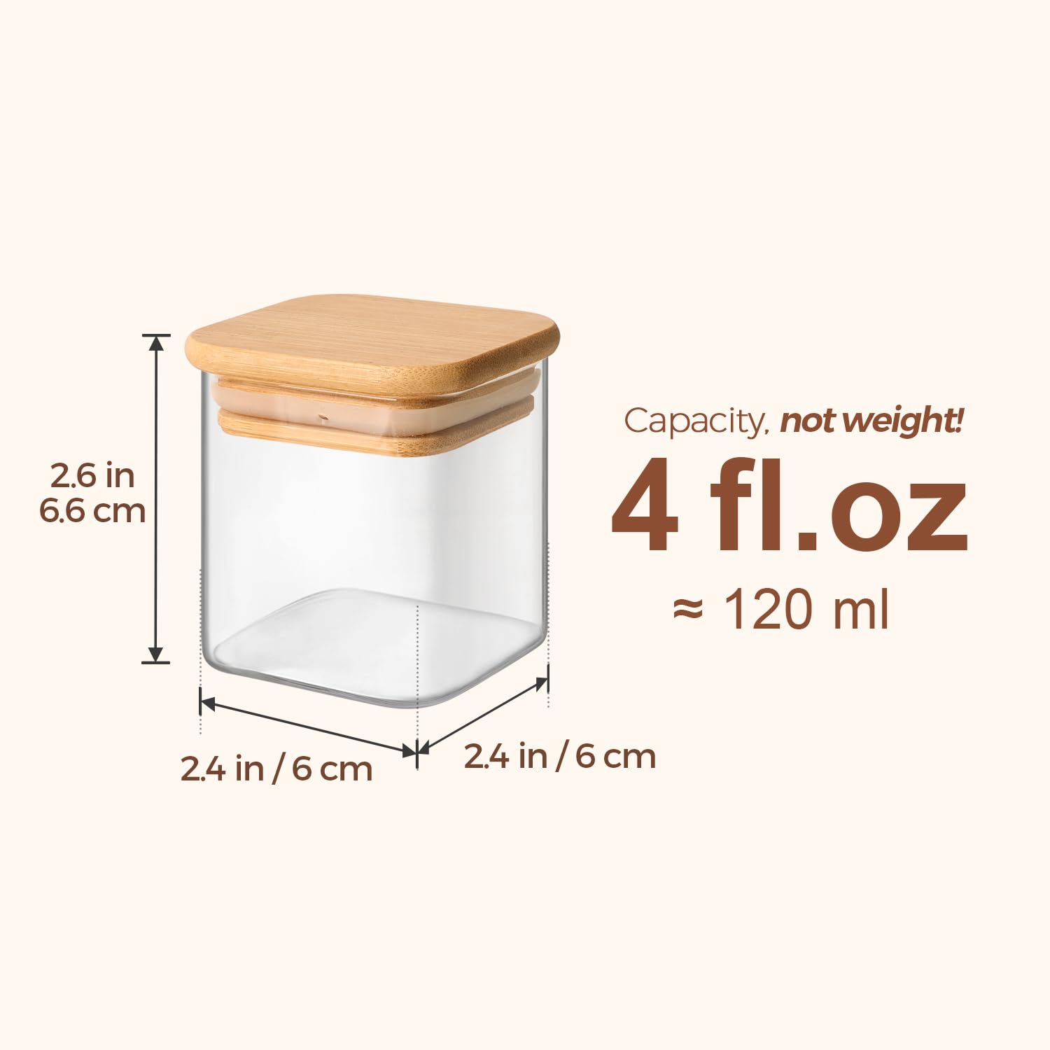 Square-design ComSaf jars maximize cabinet space and easy stacking