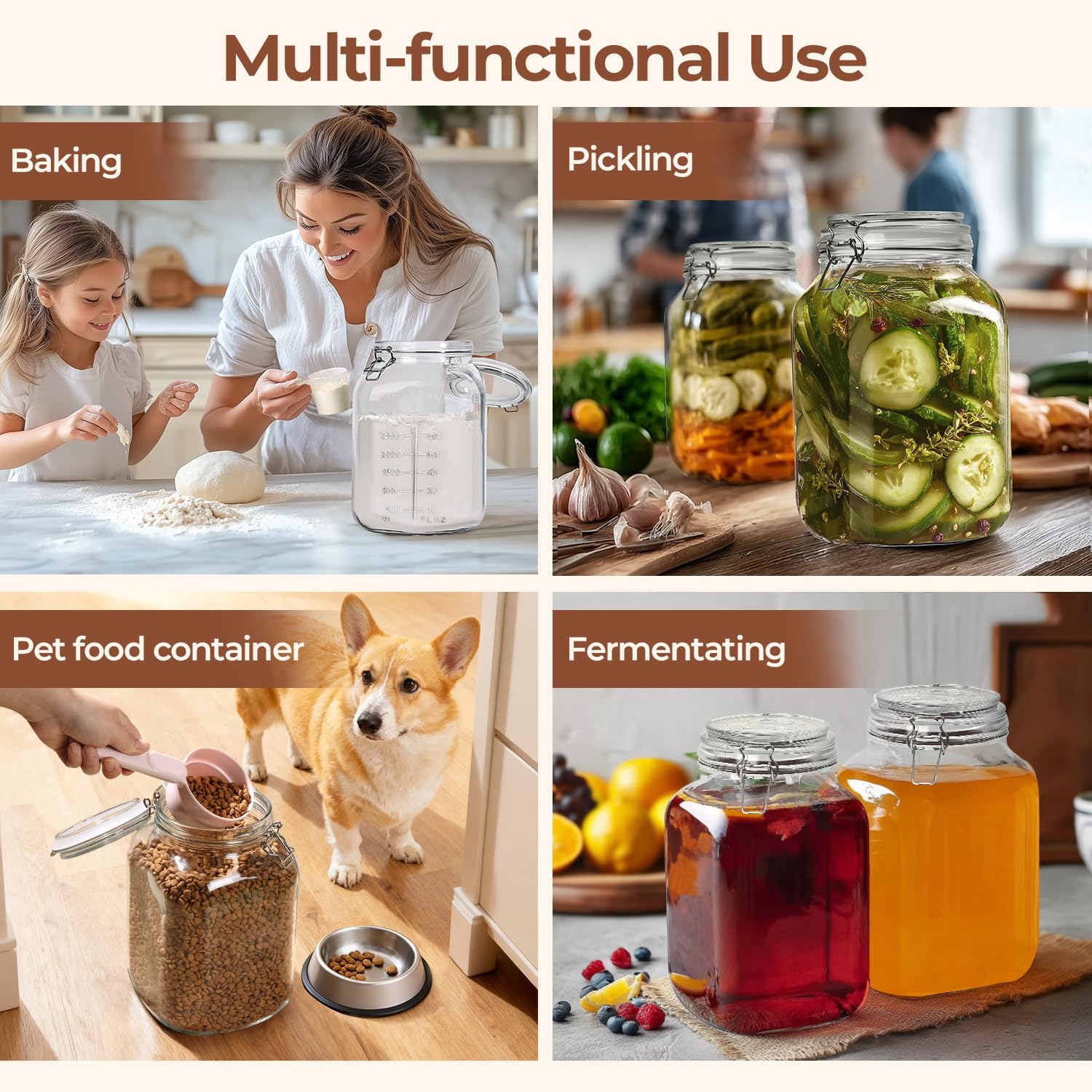 ComSaf square design saves shelf space in your pantry.