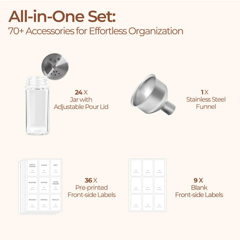 ComSaf square ingredient bottles save space while organizing spices