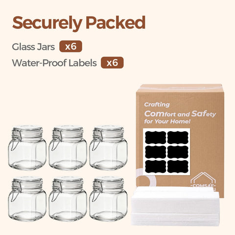 Stackable ComSaf jars saving counter space while keeping items accessible