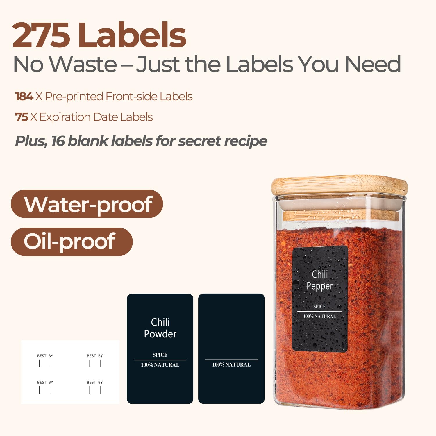 ComSaf stackable spice jars fit neatly in a cabinet for efficient storage