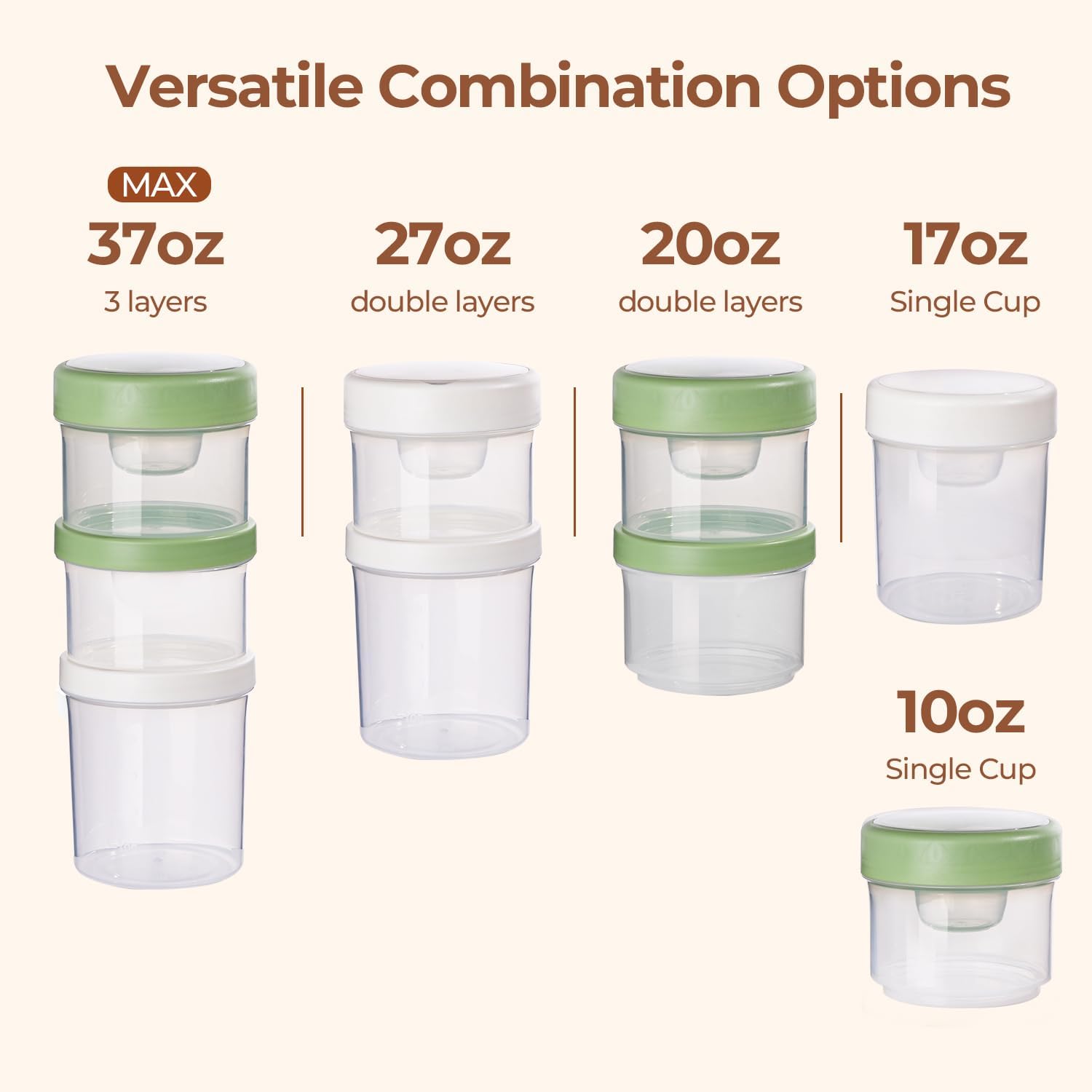 ComSaf stackable yogurt parfait jar collection supports easy portioning