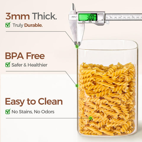 ComSaf glass jar storage for rice, cereal, and other dry goods.
