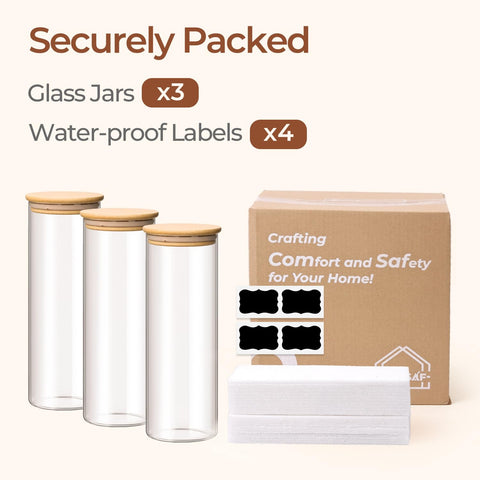 ComSaf tall 2 qt jars in a three-pack, ideal pantry setup