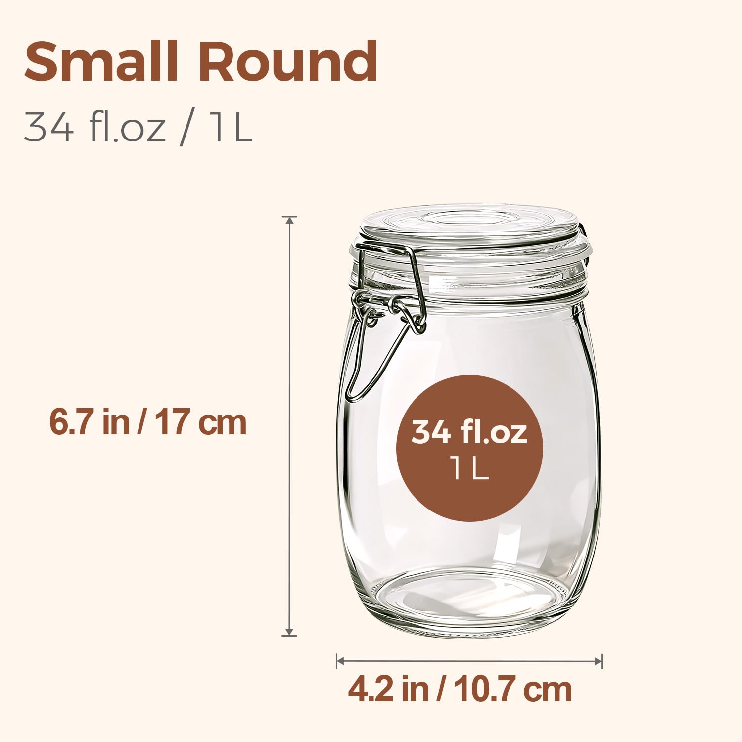 ComSaf wide-mouth glass jars for easy filling and cleaning in the kitchen.